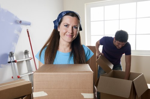 Packed moving boxes and furniture for a local Erith relocation